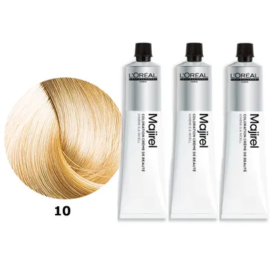 Produktbild von Loreal Majirel 3 x 50 ml Haarfarbe 10 hell lichtblond Permanente Haarfarbe Set
