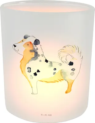 Produktbild von Mr. & Mrs. Panda Kerzenhalter Glas Hund Australien Shepherd - Transparent - Geschenk, Windlicht, tisch, Kerzenglas, Familienhund, Sprüche, kerzenbehälter, aus, Spruch