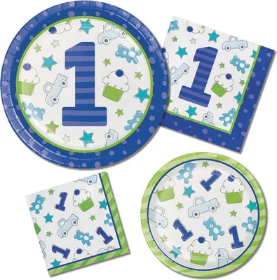 Produktbild von 8 Papp Teller Doodle in blau