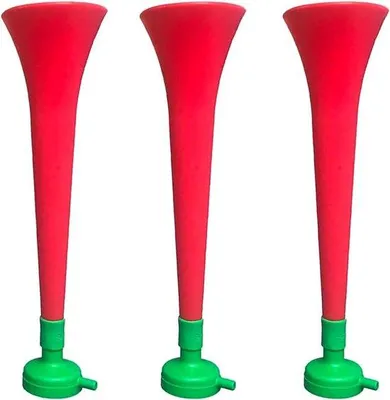 Immagine prodotto di Trombe vuvuzela per il divertimento sfrenato - 3 pezzi - 5 x 30 cm - massimo 120 dB