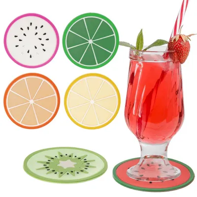Obrázek produktu pro Podšálek pod hrnky sklenice plátky ovoce vzor ovoce sada 6 kusů 8,5 cm