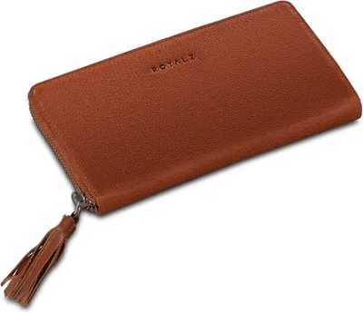 Produktbild von ROYALZ 'Helena' Damen Geldbörse aus Vintage Leder groß mit Reißverschluss, 12 Kartenfächer, RFID & NFC Schutz, Kleingeldfach, stilvolles Portemonnaie