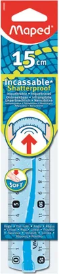 Image de Règle plate Flex 15 cm bleue ou vert-transparent en étui plastique