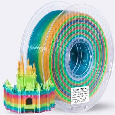 Produktbild von Geeetech PLA-Filament fuer 3D-Drucker, 1,75 mm Filament Rolle, Massgenauigkeit +/- 0,03 mm, Druckmaterialien, 1 kg Spule【Farbverlauf】