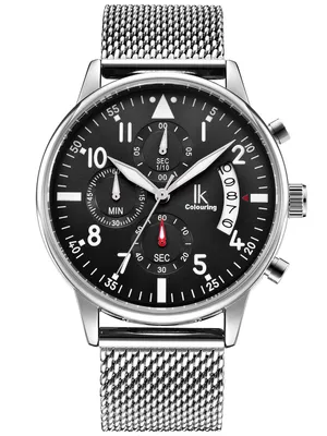 Produktbild von Alienwork Herren Damen Armbanduhr Quarz silber mit Metall Mesh Armband Edelstahl Kalender Datum schwarz