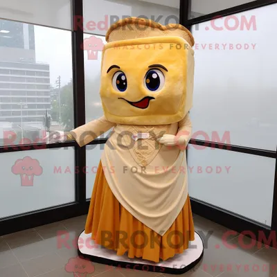 Imagen del producto de Disfraz REDBROKOLY de mascota Gold Grilled Cheese Sandwich vestido con un vestido de novia y alfileres para chal