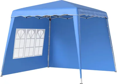 Obrázek produktu pro Skládací pavilon – skládací zahradní stan – 2,89 × 2,89 m – 2 boční stěny – výškově nastavitelný – oxfordská tkanina – modrý