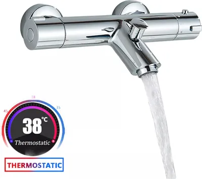 Produktbild von Thermostat Badewannenarmatur Set Wannenarmatur Mischbatterie Wannenbatterie