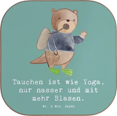 Produktbild von Mr. & Mrs. Panda Tischuntersetzer Tauchen Yoga - Meeresbrise - Geschenk, Teamsport, Untersetzer Gläser, Tassenuntersetzer, für, Sportler Geschenke, Coaster, Quadratisch