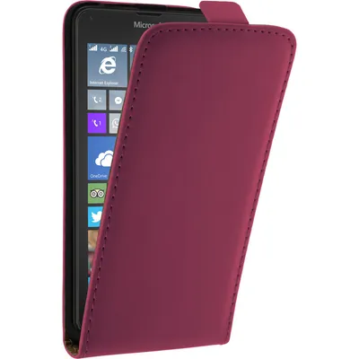 Produktbild von PhoneNatic Kunst-Lederhülle kompatibel mit Microsoft Lumia 640 - Flip-Case pink + 2 Schutzfolien