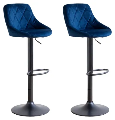 Produktbild von 2erSet Barhockern aus blauem Samt ROBIN