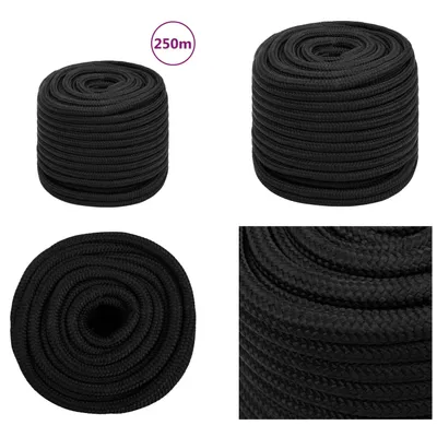 Obrázok produktu pre vidaXL Lodné lano čierne 16 mm 250 m Polypropylén - Lodné lano - Lodné laná - Opletené lodné lano - Kotviace lano
