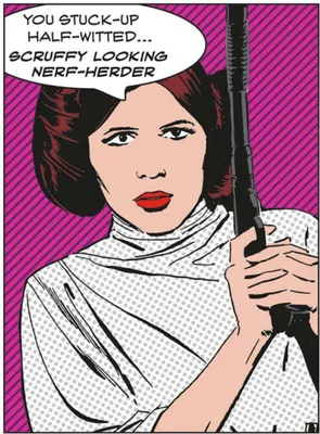 Produktbild von Star Wars - Leinwanddruck "Scruffy Looking Nerf-Herder" PM3324 (80 cm x 60 cm) (Pink/Weiß/Schwarz)