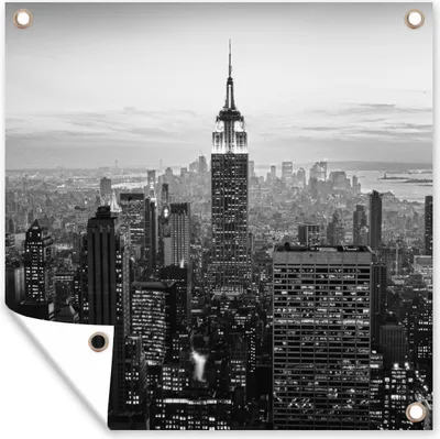 Produktbild von MuchoWow® 50x50 cm Outdoor-Poster Gartendeko Sichtschutz Garten Poster für den Garten  New York City Schwarz-Weiß-Fotodruck