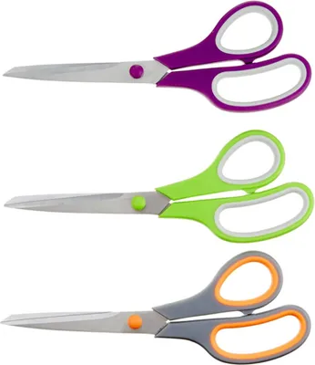 Produktbild von Mehrzweckschere 3er-Pack, 20 cm, Titanbeschichteter Edelstahl, Für Büro, Schule, Nähen Und Basteln