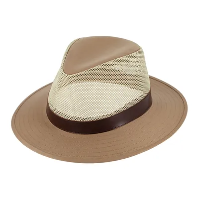 Produktbild von Fiebig Stoffhut Traveller Mesh-Krone mit Kunstlederband Beige Gr. 57