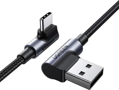 Zdjęcie produktu dla Ugreen Kabel kątowy 90° USB C - USB 2.0 480Mbps 3A 3A 3m czarny (US176)