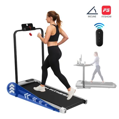 Zdjęcie produktu dla Bieżnia PH Fitness B1F składana - WalkingPad z poręczą - silnik 1,3 KM, 1-8 km/h, 100 kg - ręczne nachylenie, szybkie przyciski, Bluetooth, LCD, bezpieczeństwo