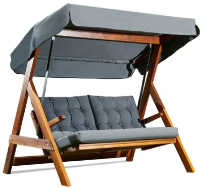 Produktbild von Casa Padrino Luxus Hollywood Schaukel Anthrazitgrau / Braun - Moderne Wetterfeste Garten Schaukel mit Sonnendach - Garten Möbel - Terrassen Möbel