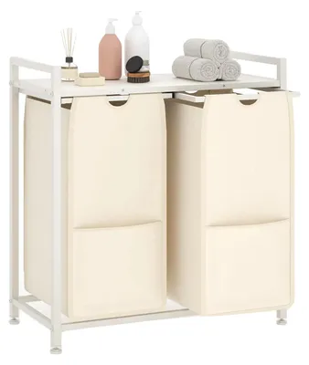 Obrázek produktu pro Koš na prádlo, volně stojící organizér, dvousekční design, 2 sekce-48L