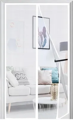 Imagen del producto de Mosquitera magnética, 100 x 230 cm, blanca, para puertas y ventanas