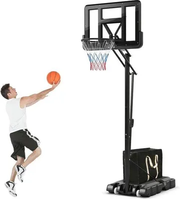 Productafbeelding van Famanu verstelbare basketbalring - hoogte 143-305 cm, met wielen