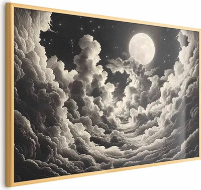 Produktbild von Posterpapier Poster - Moon and Stars Singing Among the Great Clouds 30x21 cm Muster b-H-10059-ao-a
