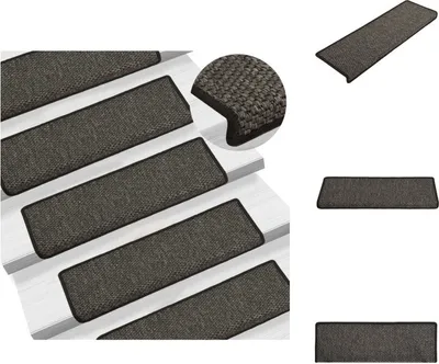Obrázek produktu pro vidaXL Samolepicí rohože na schody Sisal 15 ks 65x21x4 cm Antracit - Rohože na schody