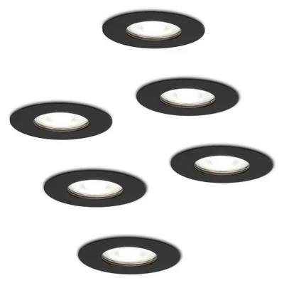 Produktbild von hoftronic LED Einbaustrahler 4W 345lm 6500K GU10 Schwarz IP65 Rund Set 6x