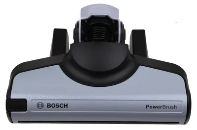A close-up, front-facing view of a vacuum cleaner floor head.