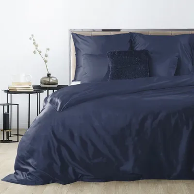 Produktbild von Eurofirany Bettwäschegarnitur Bettwäsche NOVA3 dunkel dunkelblau 220x200 cm 3 TLG SET: mit 2 Kissenbezüge 70x80 cm