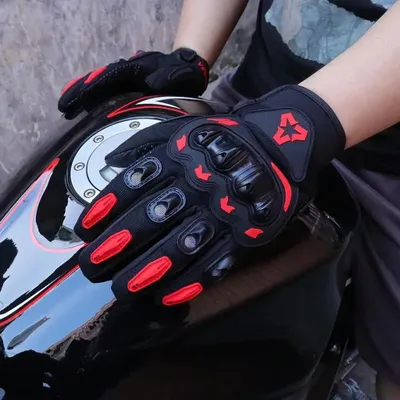 Image de Gants de moto - Écran tactile - Adaptés aux quatre saisons - Antidérapants - Respirants - Taille XL - Rouge