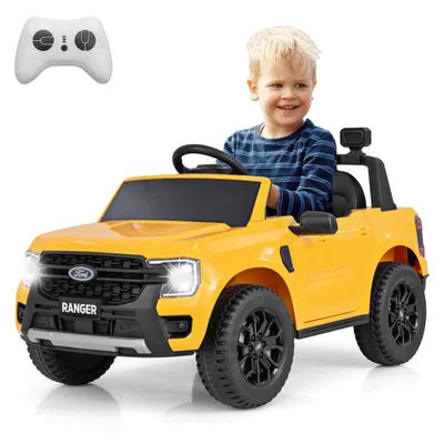 Produktbild von GOPLUS 12V Kinderauto mit 2,4 G-Fernsteuerung, Kinder Elektroauto, Lichteffekten & USB & Hupe, Gelb für 3-6 Jahre
