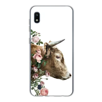 Produktbild von MuchoWow® Handyhülle Schutzhülle Hülle für Samsung Galaxy A10 Schottischer Highlander - Kuh - Blumen Silikon Softcase Handy Hülle - Schutzhülle