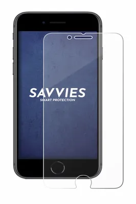 A screen protector is shown placed over a smartphone.
