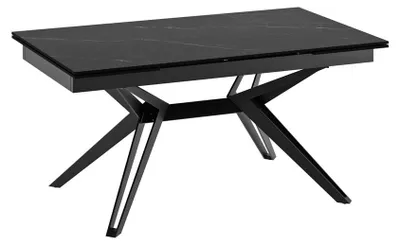 Immagine prodotto di Tavolo Allungabile Match 3 con Piano in Vetroceramica Marmo Nero Opaco e Base in Metallo Nero Opaco - Dimensioni 160/240 cm x 90 cm