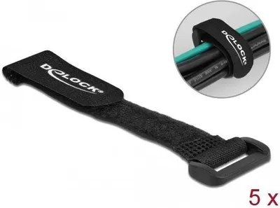 Productafbeelding van Delock klittenband kabelbinders met lus, lengte 150 x breedte 20 mm, zwart, 5 stuks