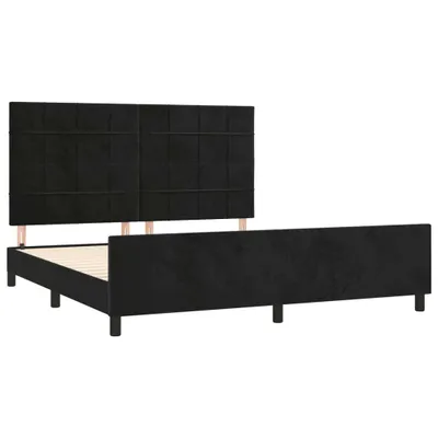 Produktbild von Bettgestell mit Kopfteil Schwarz 180x200 cm Samt
