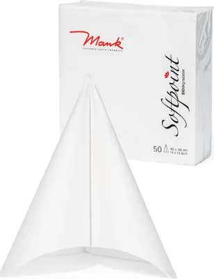 Produktbild von Softpoint Serviette in Weiß, 1/4-Falz, 40 x 40 cm, 50 Stück - Mank