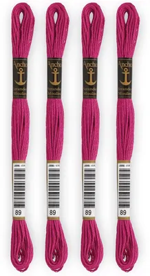 Stickgarn-Set 4 Stränge, 100% Baumwolle, fuchsia, 32 Einheiten