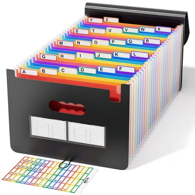 Immagine prodotto di Cartella a fisarmonica A4, 26 scomparti, multicolore, impermeabile, in PP