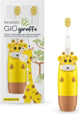 Produktbild von innoGIO GIOgiraffe, Kind, Schallzahnbürste, Tägliche Pflege, Gelb, 4 x 30 sec, Weich
