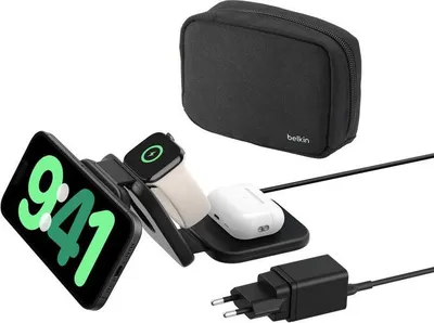Immagine prodotto di Belkin BoostCharge Pro Cuffie, Smartphone, Orologio intelligente Nero AC, USB Carica wireless Ricarica rapida Interno