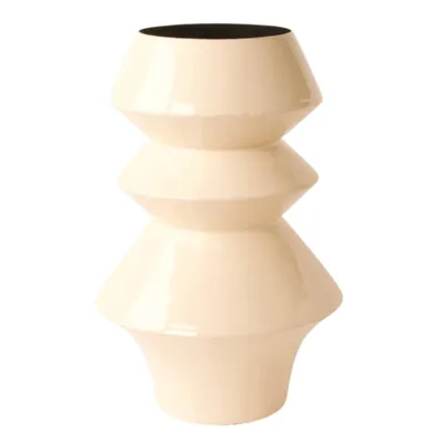 Produktbild von WinQ-Vaas Amaris Metallvase Creme 34 cm Dekovase modern skandinavisch Landhaus Trockenblumen