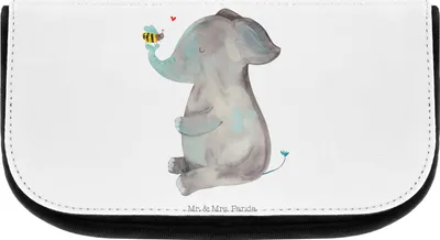 Produktbild von Mr. & Mrs. Panda Kulturbeutel Elefant Biene - Weiß - Geschenk, Liebesspruch, Heiratsantrag, Lustige Sprüche, Liebe, Hochzeitsgeschenk, Kosmetiktasche, Organizer