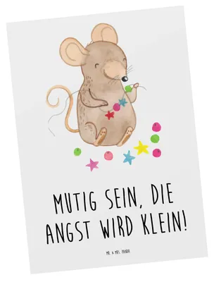 Produktbild von Mr. & Mrs. Panda Postkarte Angst überwinden - Weiß - Geschenk, Mut, Lebensfreude, Ansichtskarten, Stärke, Motivation, Postkarten, Liebe, Fotokarte, Vertrauem, Trost