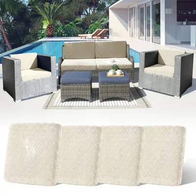 Produktbild von 4 Stück Outdoor Kissen Wetterfest Sofabezug Wasserdicht Sofa Sitzkissenbezug Outdoor Sofa Überzug Bezüge Für Gartenpolster Sofa Cushion Cover Stuhlkissen Ersatz,Beige