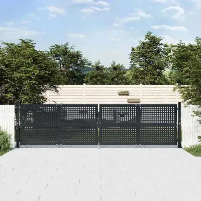 Obrázok produktu pre Bránka do záhrady – plotová bránka 400 x 75 cm – plastový rám – robustná záhradná bránka so zámkom – bezpečnostný plot pre záhradu a terasu