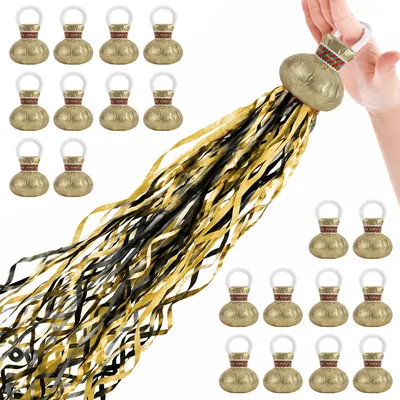 Productafbeelding van Wurfslangen - 20 stuks. Confettikanon - Feestdecoratie - Goud, zwart