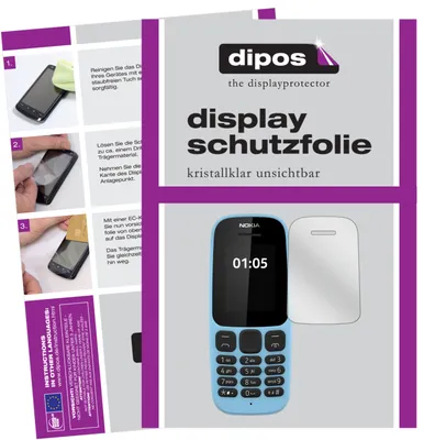 Produktbild von 1x Schutzfolie für Nokia 105 (2019) klar Displayschutzfolie Folie Display Schutz dipos